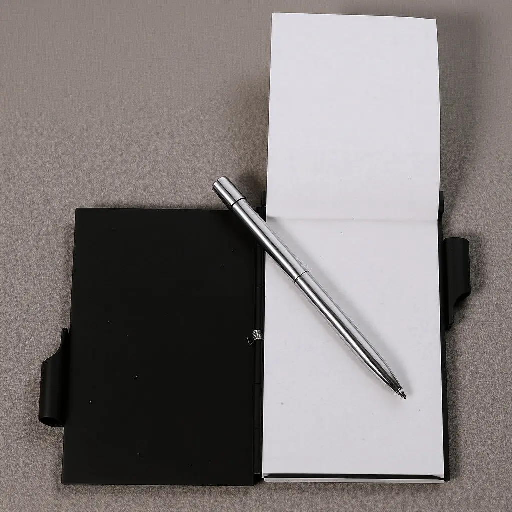 Metal Shell Mini Pocket Notebook with Built-in Pen Compact Notepad for Office School Students to-Do List Grocery Shopping Memo