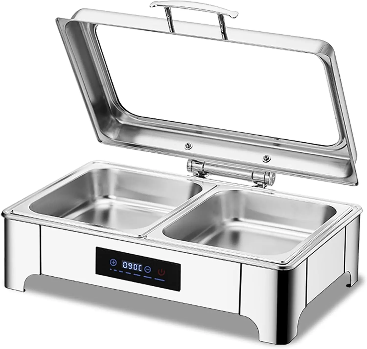 Luxury Rectangular Stainless Steel Chafing Dish Buffet Set Food Warmers Commercial Use Steam Heated Automatic Temperaturepromote