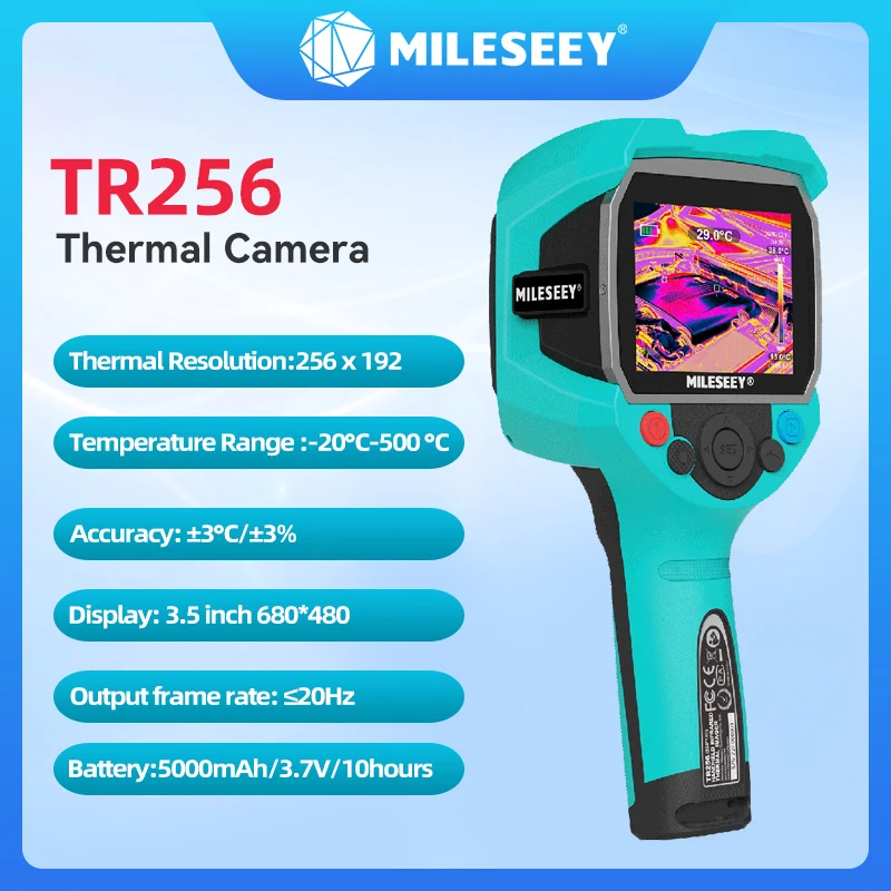 Kamera termowizyjna Mileseey TR256 256*192 z czujnikiem podczerwieni -20°C ℃ -500 ℃   Sześć palet kolorów, automatyczne ustawianie ostrości, wysoka precyzja temperatury