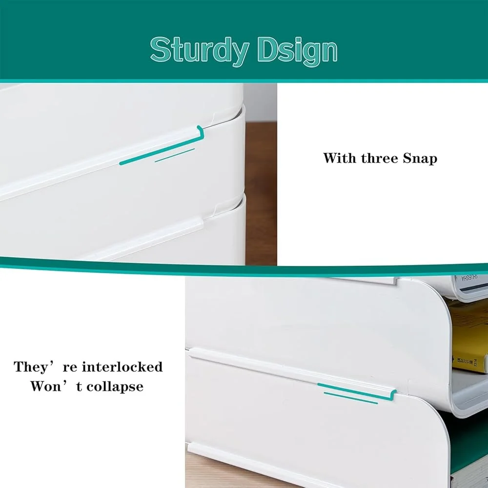 4 Tiers Stackable A4 Paper Trays Office Desk Organizer Document Holder Letter Sorting File Storage Tidy Book Display Rack