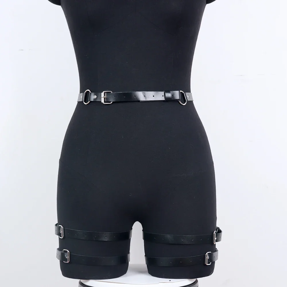 Liguero de muslo Sexy para mujer, arnés de pierna, ropa interior de cuero, lencería fetiche, Bondage, Bdsm, liga, medias, cinturón gótico