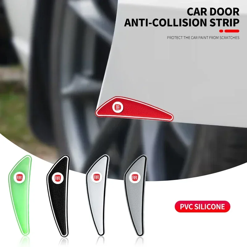 4pcs Car Logo Bumper Anti-Collision Strip For Fiat 500 Panda Freemont Abarth Argo Punto Uno Doblo Stilo Bravo Ducato Pondo FR