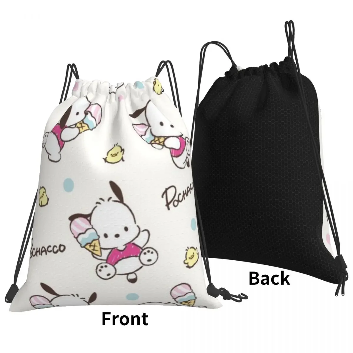 Sanrio Cinnamoroll Drawstring Back Pack Bag Travel Storage Package Teenagers Beach Tote Bag School Sport Shoe Bag Portable