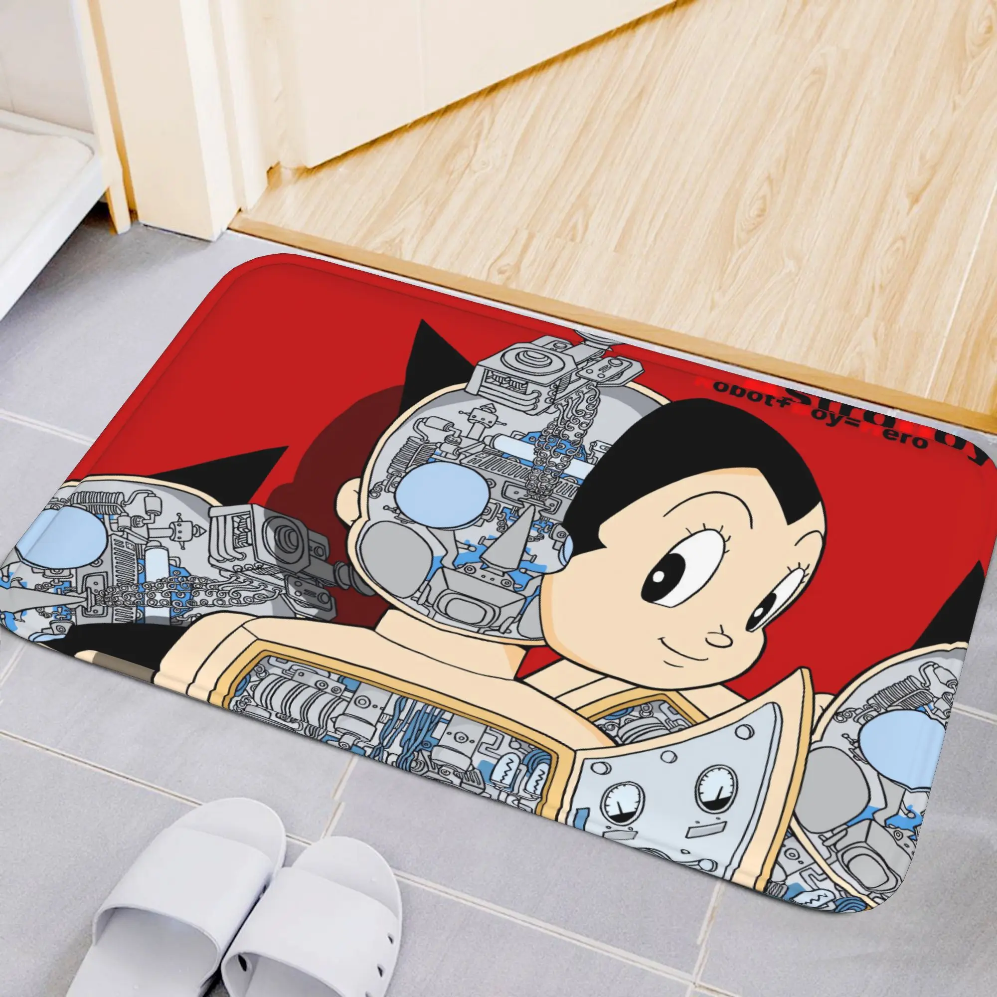 

Плюшевый коврик с персонажем аниме Астробой, с культовым логотипом Астробоя, нескользящая основа, можно стирать в машине, для детской комнаты