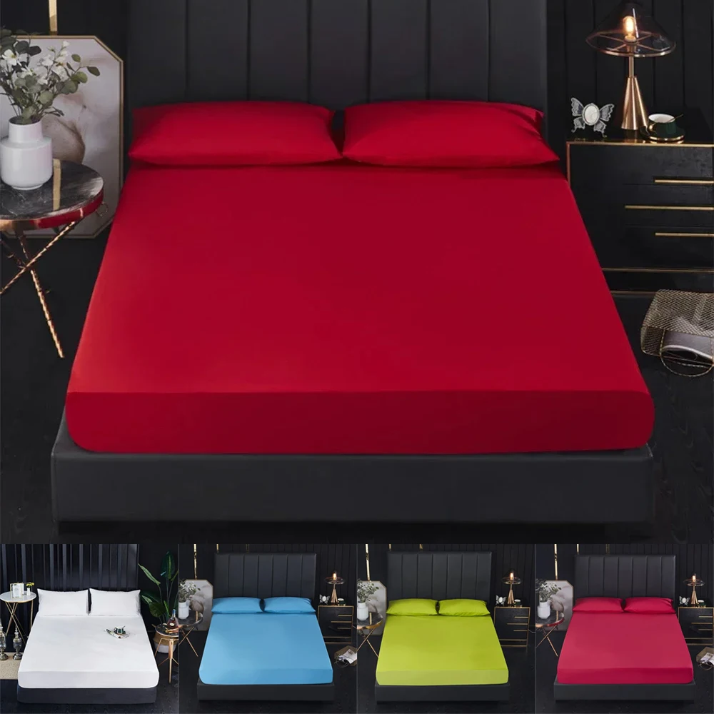 

Waterproof Mattres Protector Soft Comfortable Breathable SolidColor Bedding Mattress Cover Fitted Machine Washable No Pillowcase