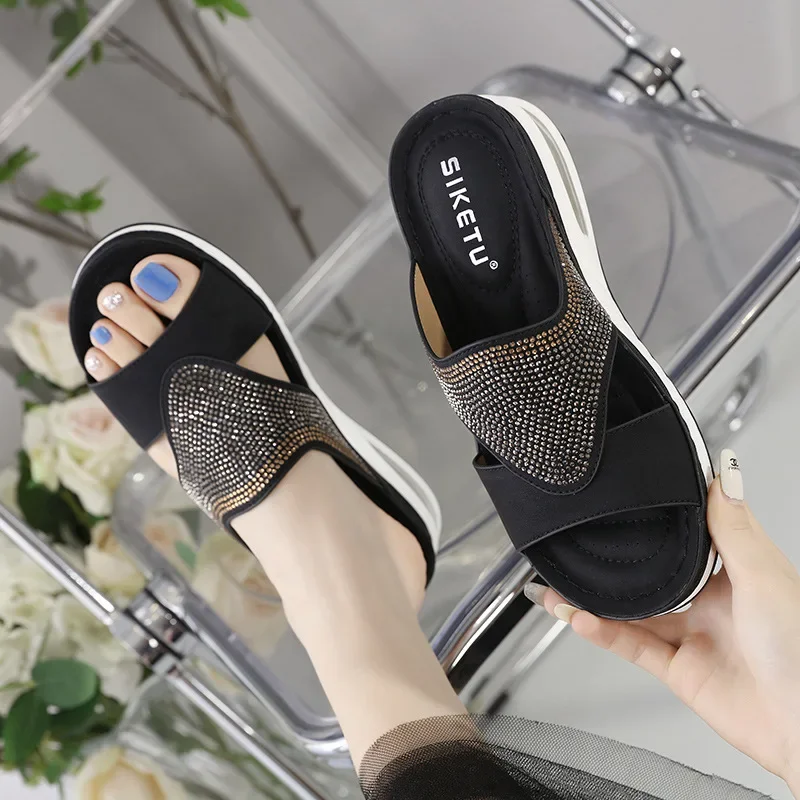 Womens Peep Toe  Leather Belt Ankle Buckle Sandals Platform Wedge High Heel Shoes Slingbacks Sandals  2024 New