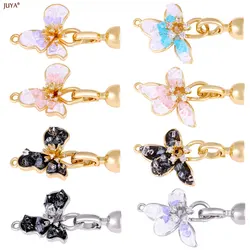 JUYA Multiple Zirconia Flower Hook Connectors Clasps Fastener For Jewelry Making Accessories DIY Needlework Pearls Bracelet
