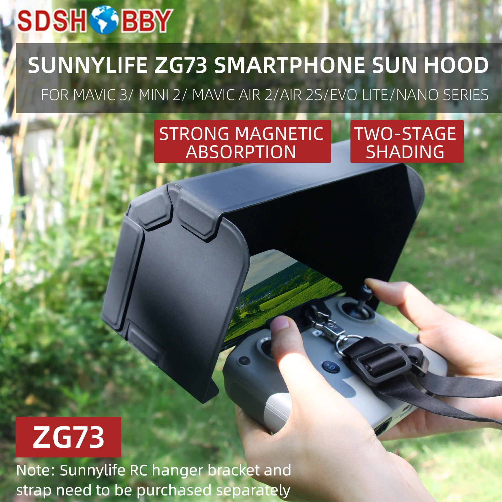 

Sunnylife Mobile Phone Sun Hood Magnetic Sunshade with Cover for Mavic 3/Air 2S/Mini 2/Air 2/EVO Lite/Nano Remote Controller