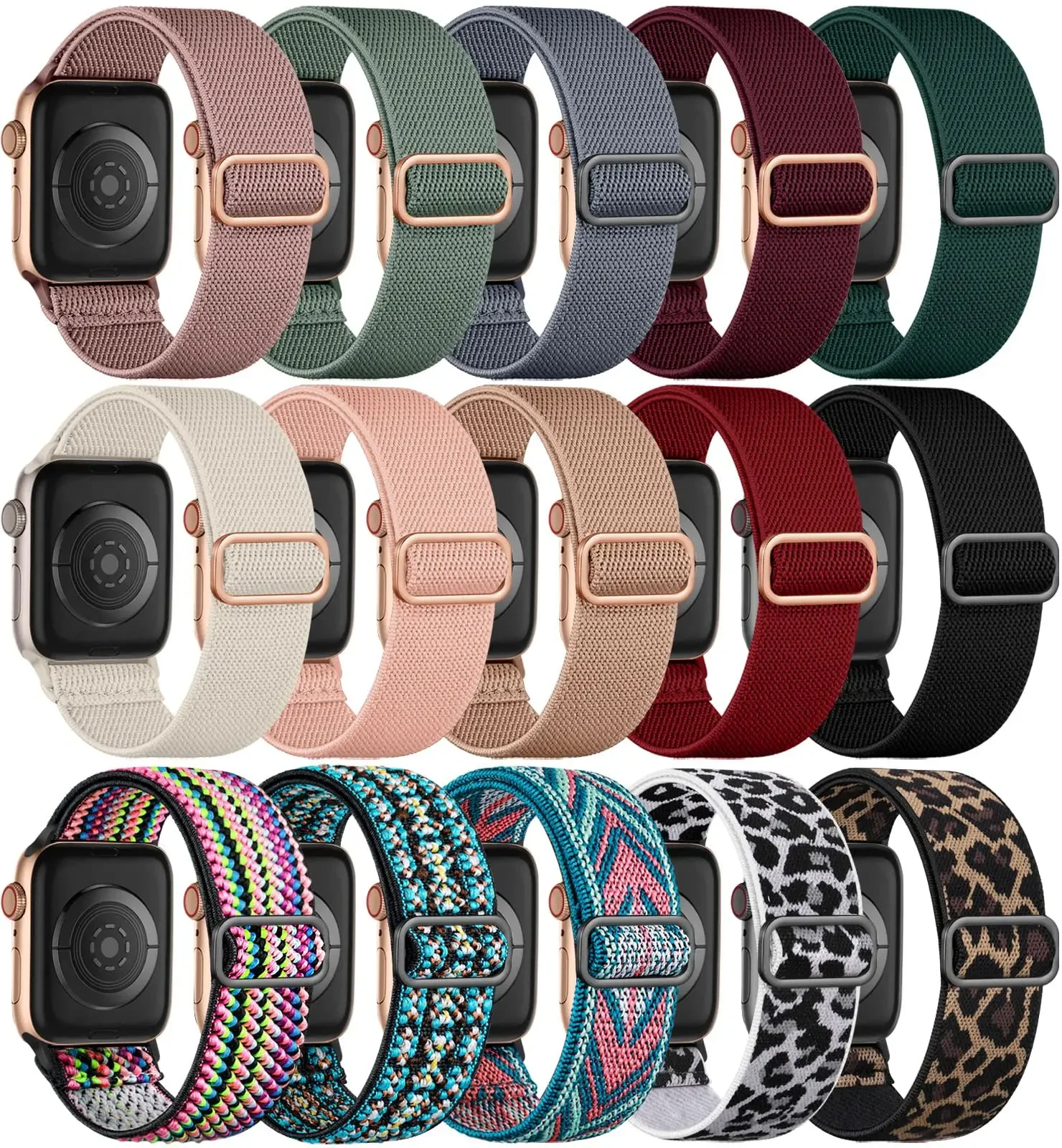 

Bohemian Band for Apple Watch Straps 44mm 45mm Ultra2 49mm Series 9 8 7 38/42mm Elastic Nylon Bracelet iWatch 6 5 4 3 Se 40/41mm