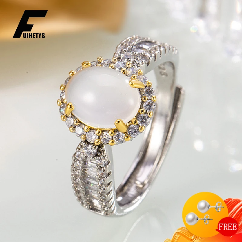 

FUIHETYS New Style Women Ring with Zircon Gemstone 925 Silver Jewelry for Wedding Promise Party Finger Rings Ornaments Wholesale