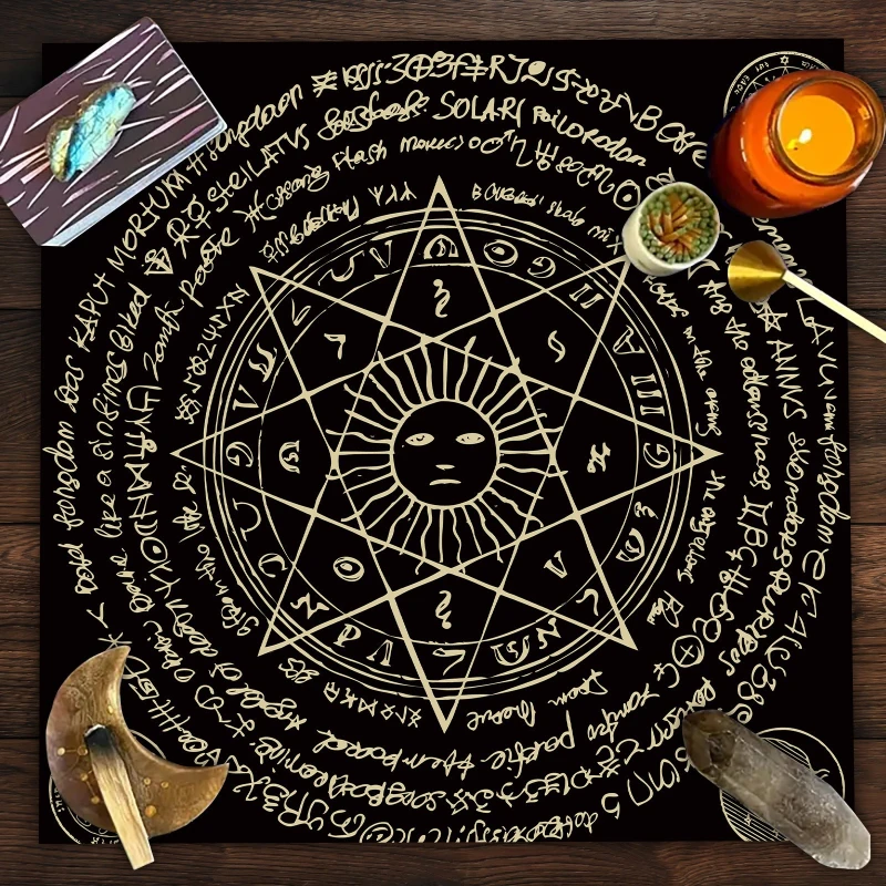 VIKAMA Triple Moon Occult Symbol Tarot Altar Cloth Divination Mat Spiritual Witchcraft Astrology Wiccan Home Decor