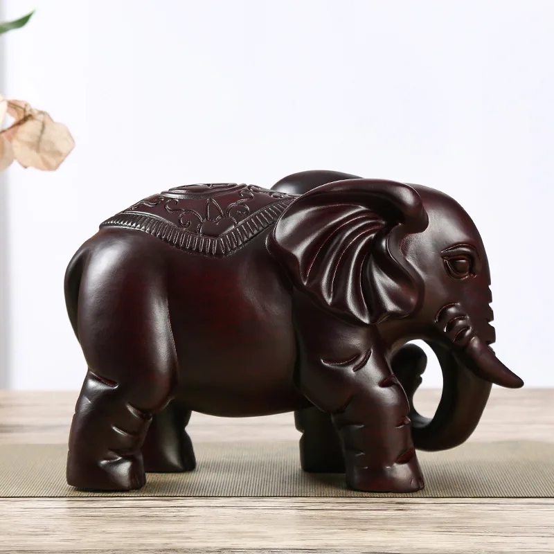 Live Broadcast Supply Ebony Lucky Elephant Decoration Wood Carving Crafts Decoration Home Wooden Craftwork