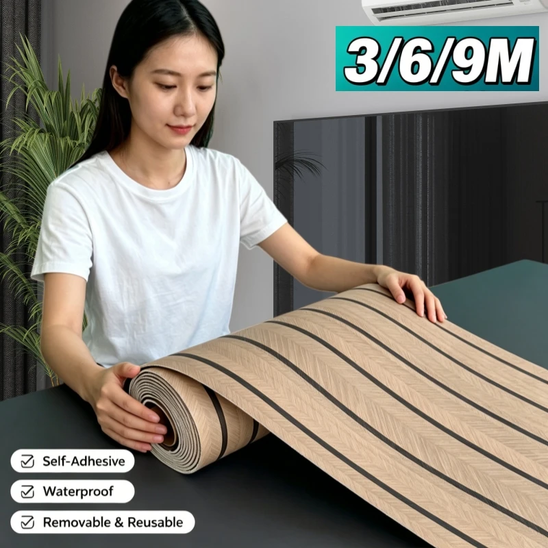 3M/6M/9M Waterproof Home Decoration Wall Stickers 2mm Thick Peel & Stick Wallpaper,Wood Grain Self-Adhesive for Walls,Ceilings