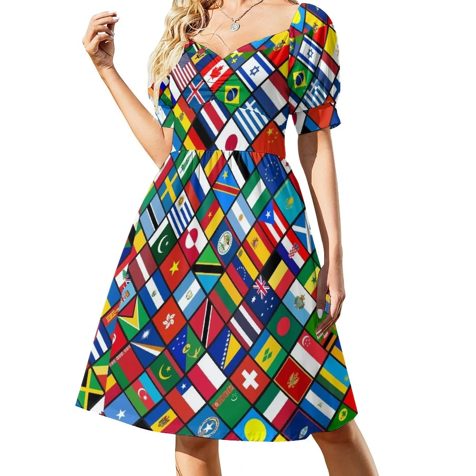 

Flags of the Countries of the World, Informative Gift Sleeveless Dress women clothes Evening gown