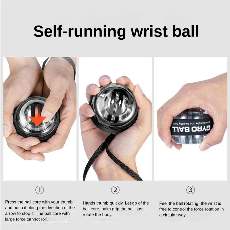 1pc Self-starting Gyro Ball Gyroscopic Power Wrist Ball Forearm Exerciser Arm Hand Muscle Force Trainer Gyroball Home Gym