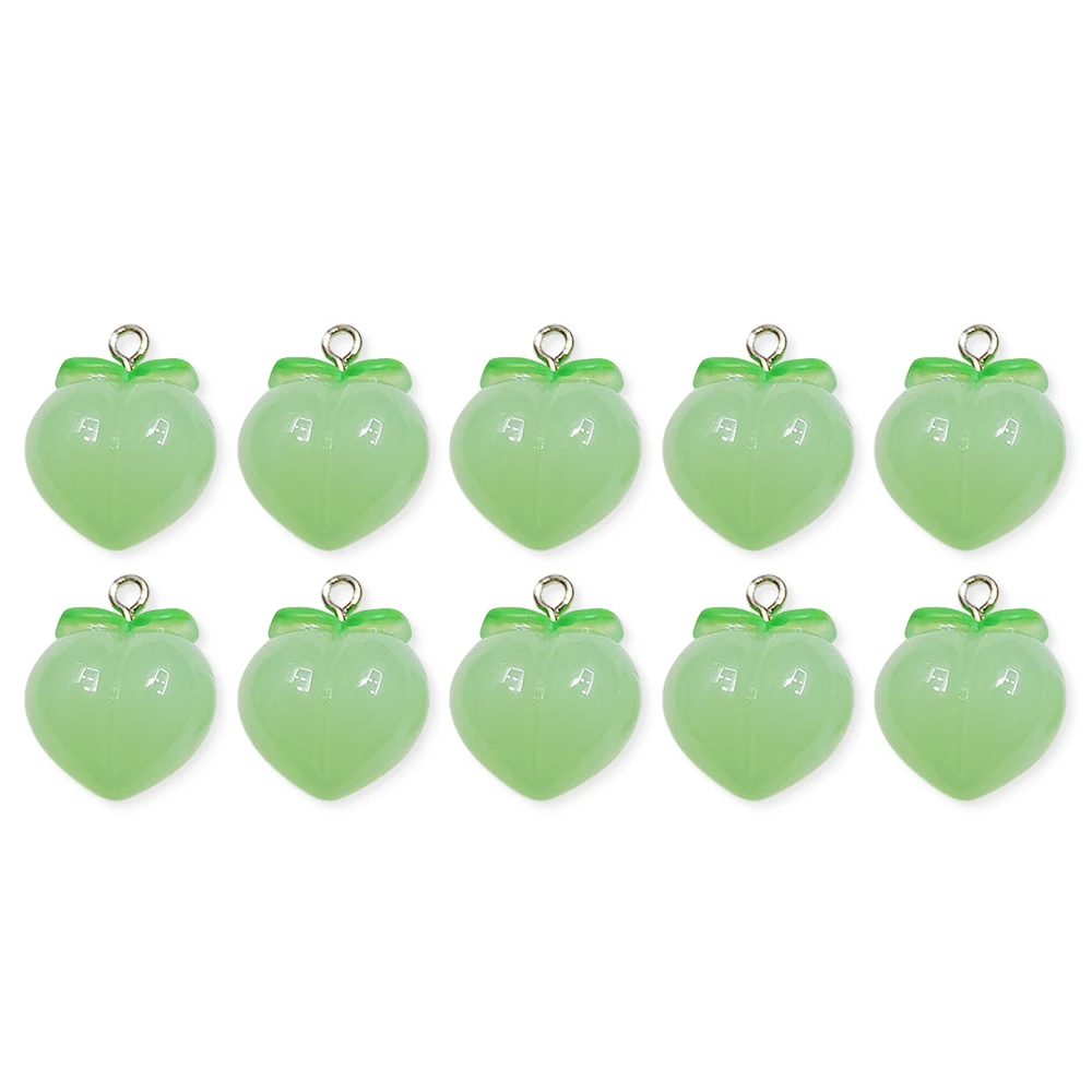 10pcs 3D Peach Flat Resin Charms Pendant DIY Earrings Fruit Pendants Keychain Decoration Transparent Links Hanging Ornaments