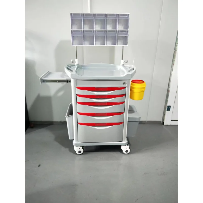 custom.Hospital Cheap Hot Sell Medical ABS Plastic Mobile Emergency Trolley Crash Cart Resuscitation