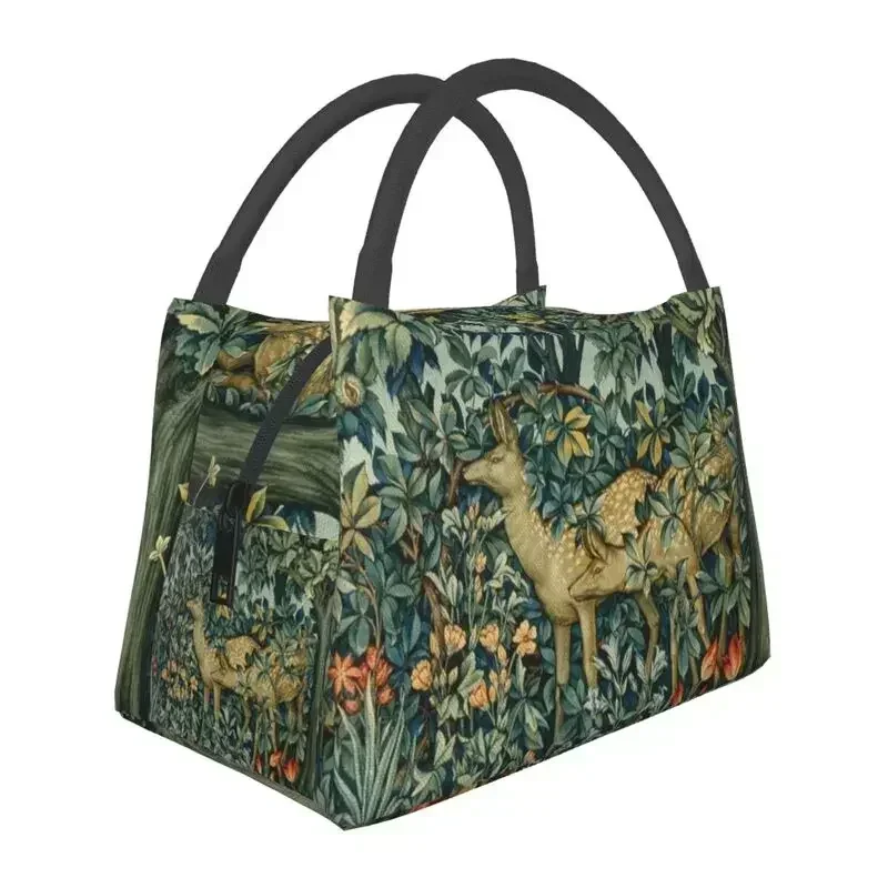 William Morris Deers And Birds In Forest Insulated Lunch Bags Floral Animal Art Thermal Cooler Food Lunch Box Office