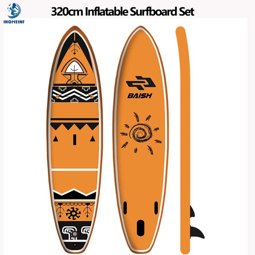 New 3.2m Inflatable Stand-up Paddle Board Indian Theme Surfboard Surf Set with Paddleboard Surf Fin Coiled Leash Inflator