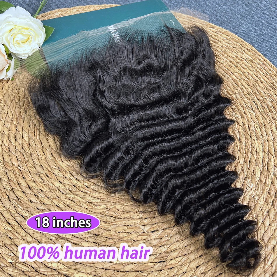 13x6 HD Lace Frontal Deep Wave Human Hair Natural Black Color Preplucked Bleached Knots Invisible Lace Raw Virgin Human Hair