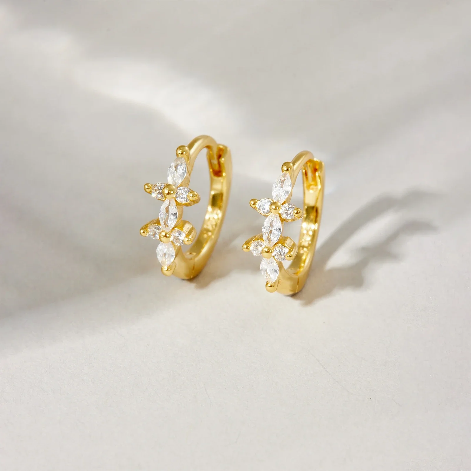 VEWANT 925 Sterling Silver Gold Flower Marquise Light Blue CZ Zircon Hoop Earring Loop Wedding 2026 Fine Women Luxury Jewelry