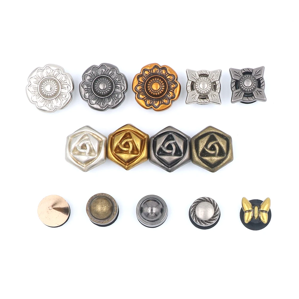 Shoe クロックス  Accessories Punk Style 지비츠 Detachable Golden Silvery Gun Black Flowers Hole Sandals Decorations Charm14 Pcs 1 Set
