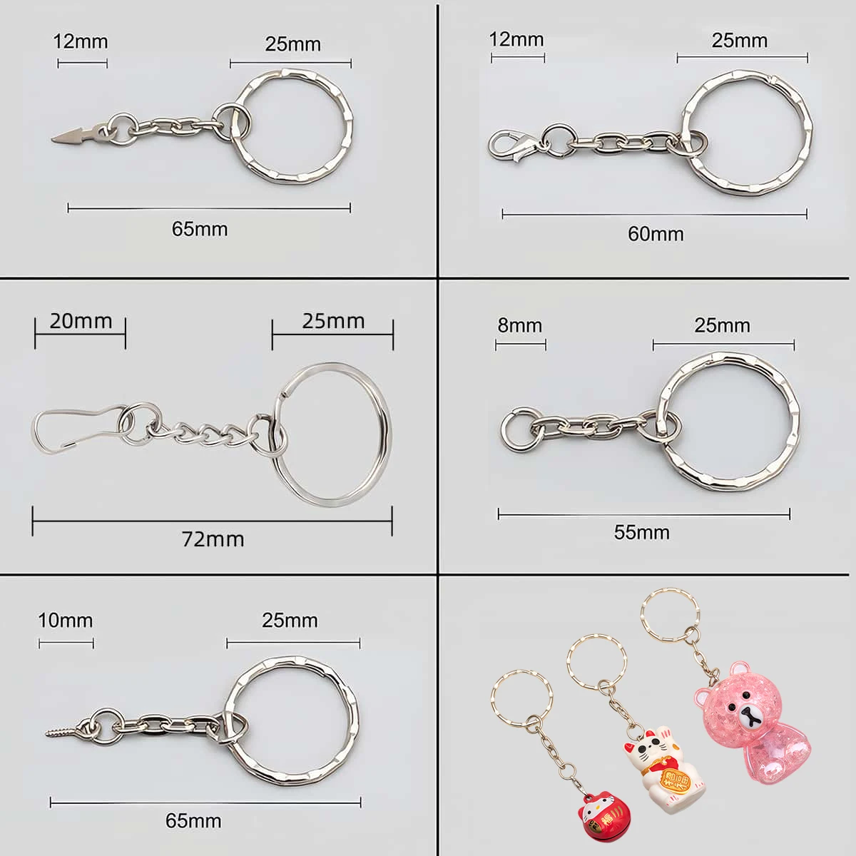 10/20 Stück 25mm Metall-Schlüsselanhänger mit Karabinerhaken und Schrauböse für DIY-Schlüsselanhänger, Anhänger, Schmuckherstellung und Zubehör – Detail 1