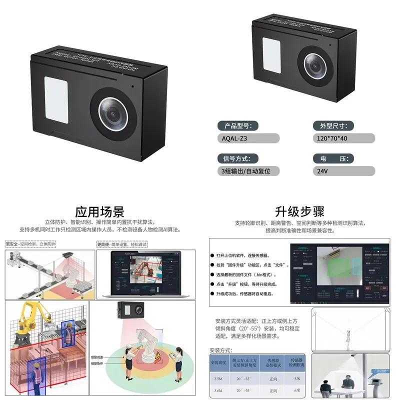 AI Large Model Vision 3D Space Safety Protection Sensor Accurately Distinguishes People and Things Intelligent Regional