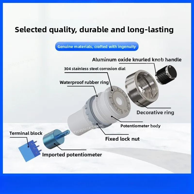 8055S Explosion-Proof Dust-Proof Potentiometer, Precision Single-Turn Speed Controller 5K/10K, IP66 22mm Cutout