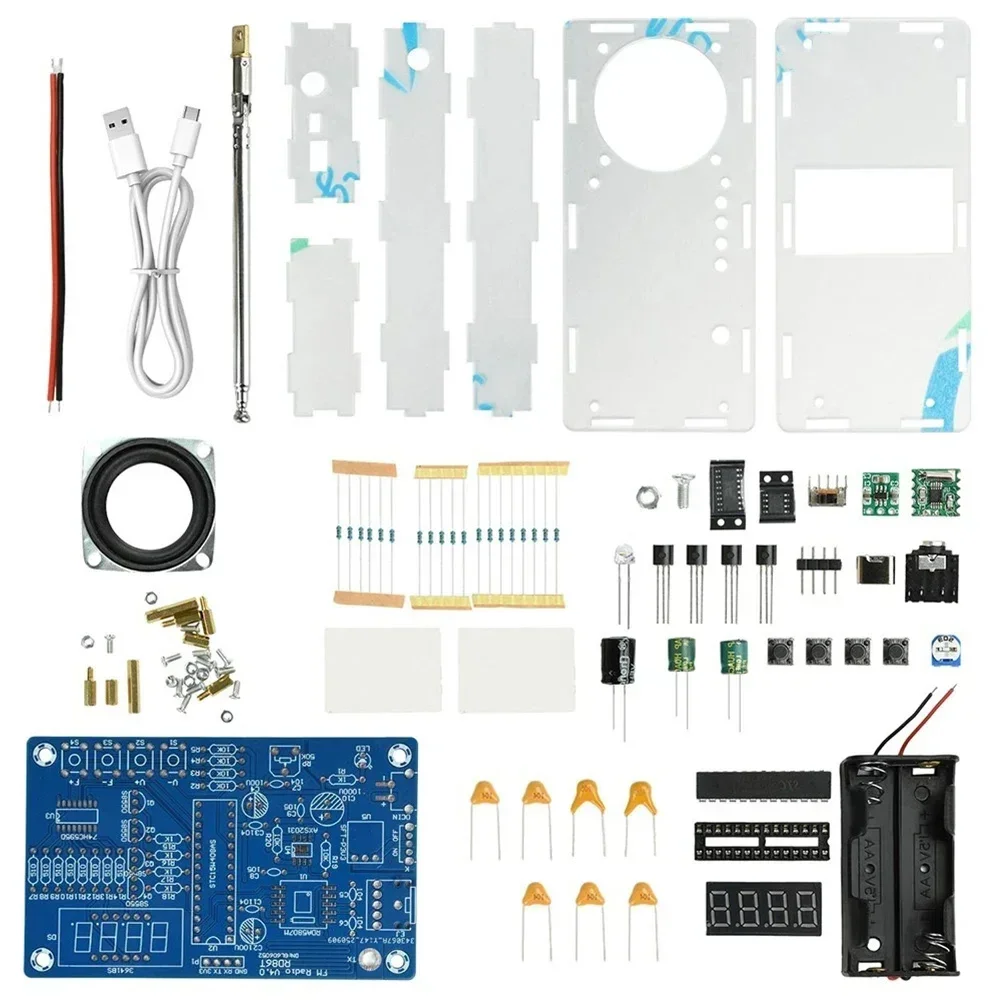 Digital FM Radio DIY Kit 87.5-108MHz Soldering Practice Electronics Learning Set With RDA5807M Module And Antenna