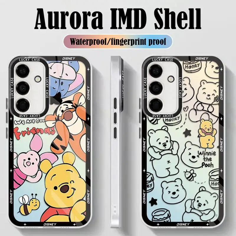 Disney Winnie Pooh Phone Case for Samsung Galaxy A72 A73 A54 A53 A52 A51 A34 A33 A32 A24 A23 A22 A14 A13 A12 A21s Aurora Laser