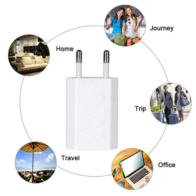 5Pcs 5V 1A USB Travel Wall Charger Adapter Charging For Apple iPhone XS Max XS XR X SE 2020 8 7 6 6S 5S 5 SE 4 4S EU Phone Plug