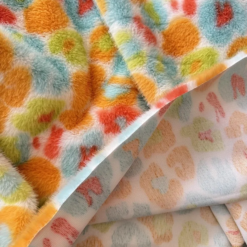 

1yard Coat Vest Stage DIY Newborn Photographic fabric，DIY Rainbow Pattern fur Fabric For clothing