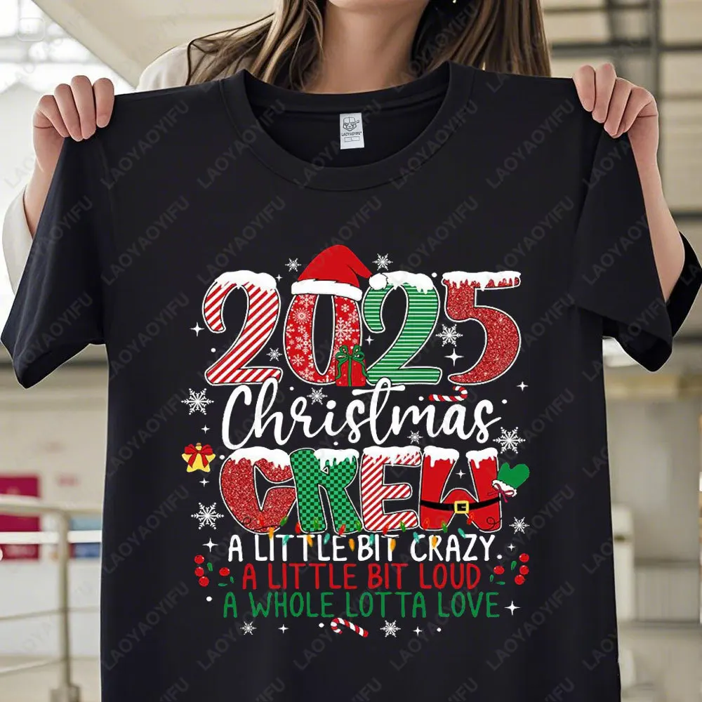 Christmas Crew Graphic T Shirts Family Christmas 2025 Cotton Tees Funny Matching Holiday Shirt Xmas Group Reunion Printing Tops