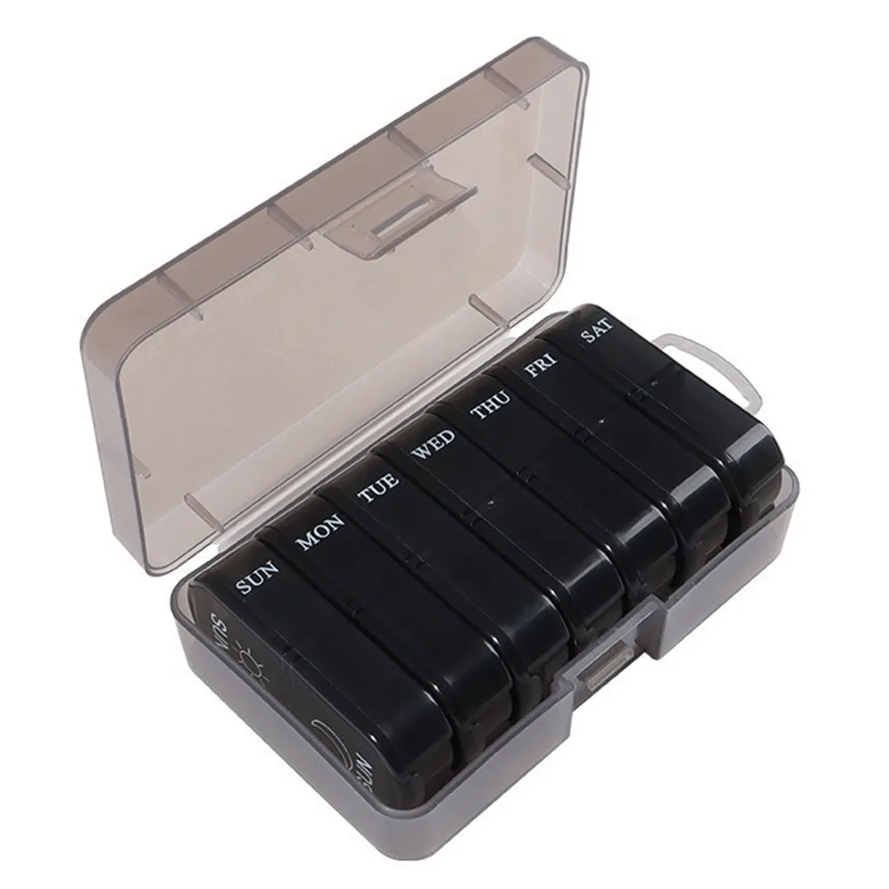 

Moisture-proof 7-Day Pill Organizer Waterproof 14 Grid Weekly Pill Case Dust-proof Week Mark Portable Pill Dispenser