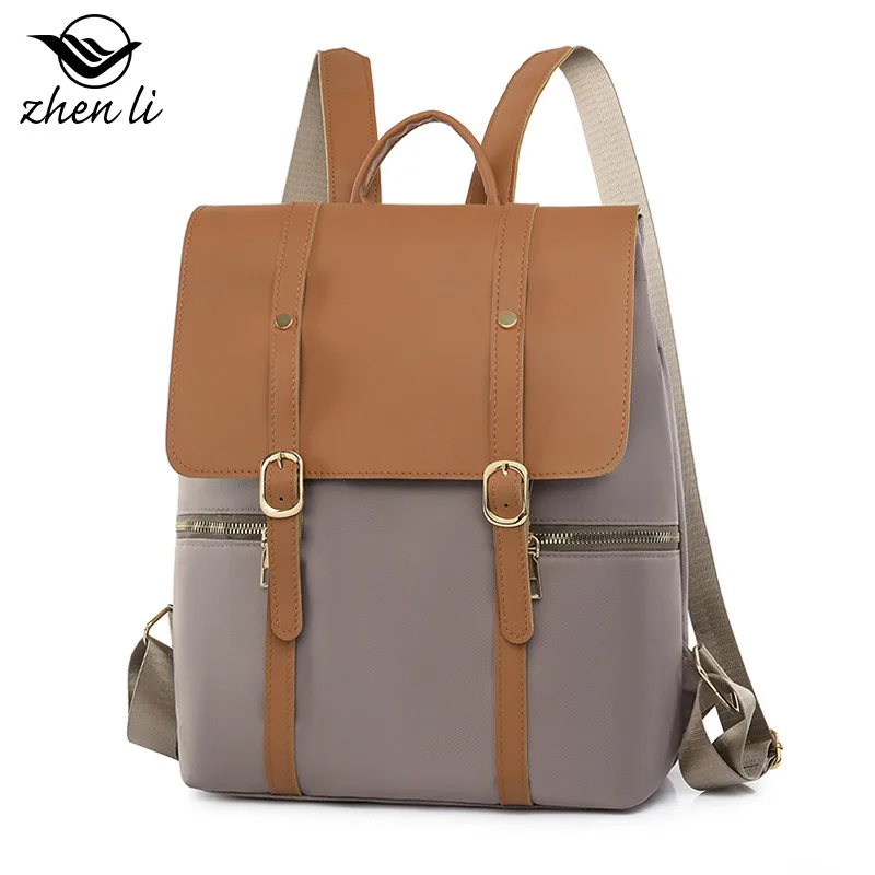 

PU leather backpack niche Oxford cloth college retro style school bag women's backpack elegant bag wholesale