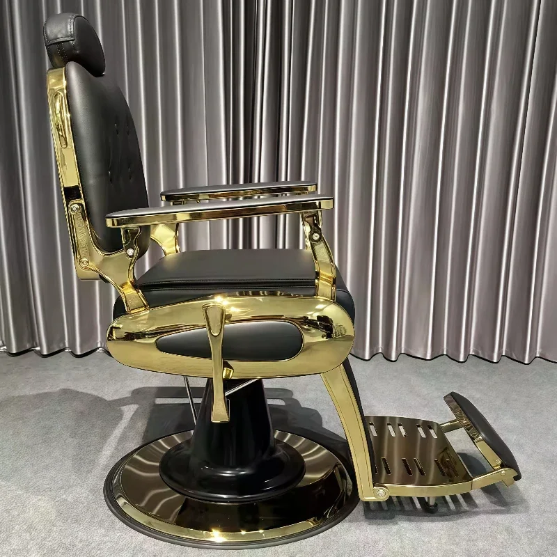 

High-end Retro Men's Oil Head Chair Barber Hair Salon Professional Chaise De Coiffure Beauty Salon Electric Chair Furniture