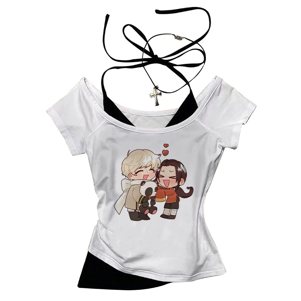 Hetalia cropped top shoujo cheap manga summer gyaru japan tshirt emo gyaru cheap gothic manga