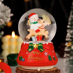 Christmas Music Box Glowing Crystal Ball Exquisite Resin Crafts Home Ornaments with Lights