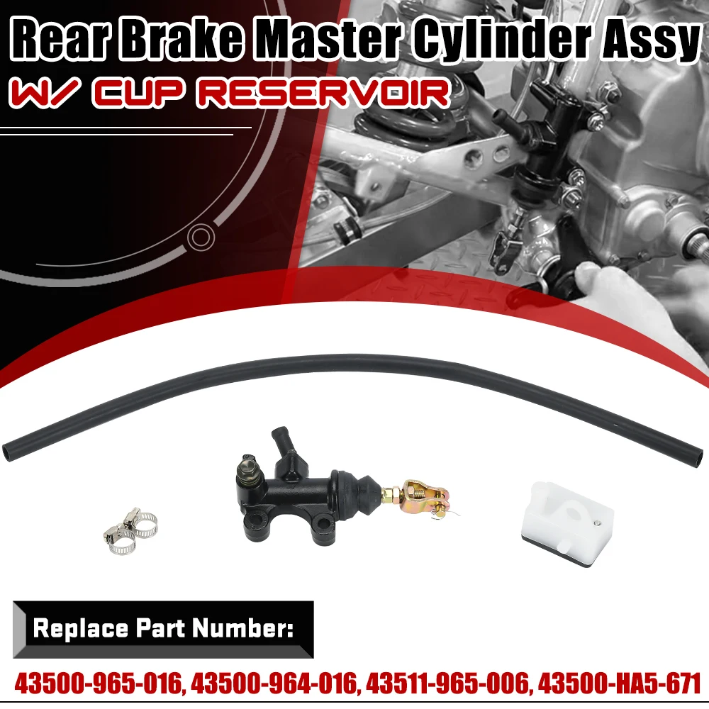 Rear Brake Master Cylinder Assy W/ Cup Reservoir for Honda ATC200X ATC250R 43500-HA5-671 43500-964-006 43500-964-016