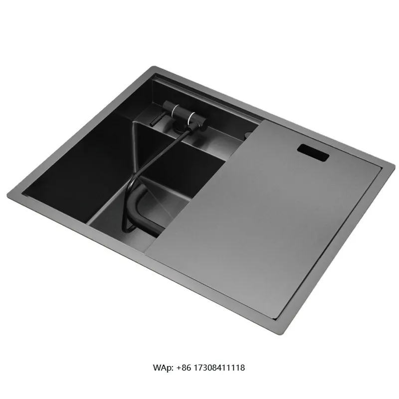 Sliver Bar Sink Hidden Kitchen Sink 304 Stainless Steel Single Groove Invisible Sink With Cover Faucet and Clean Water Tap