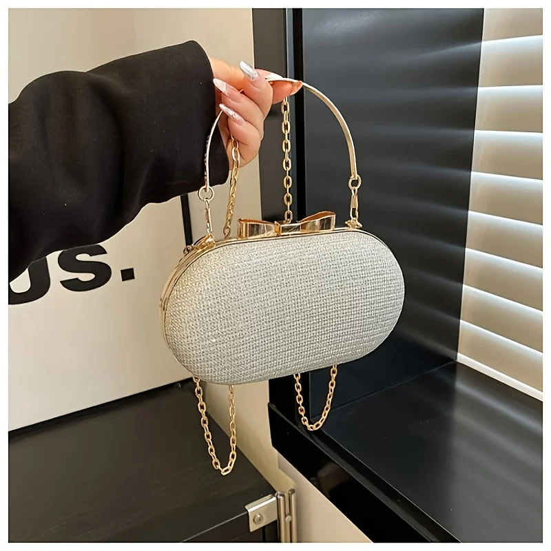 Light luxury sequined hand-held dinner bag, elegant style bag, high-end chain single-shoulder crossbody bag image 4