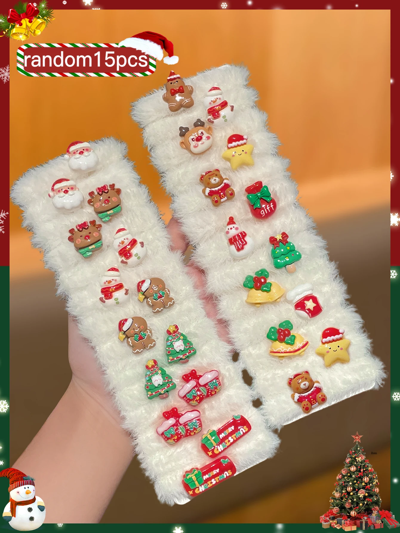 من المألوف أنيقة عشوائية 15 قطعة من إكسسوارات شعر عيد الميلاد للسيدات، أربطة شعر لطيفة للعب الأدوار، هدايا للنساء