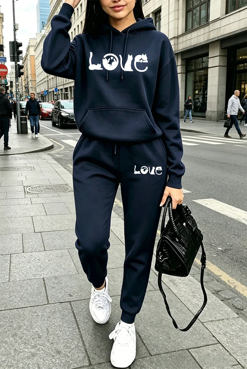 Hot Sales Womens Tracksuit Printing Casual Hoodie Sweatshirts Outdoors Sports Jogging Clothing Autumn Winter Fashion Sportswear