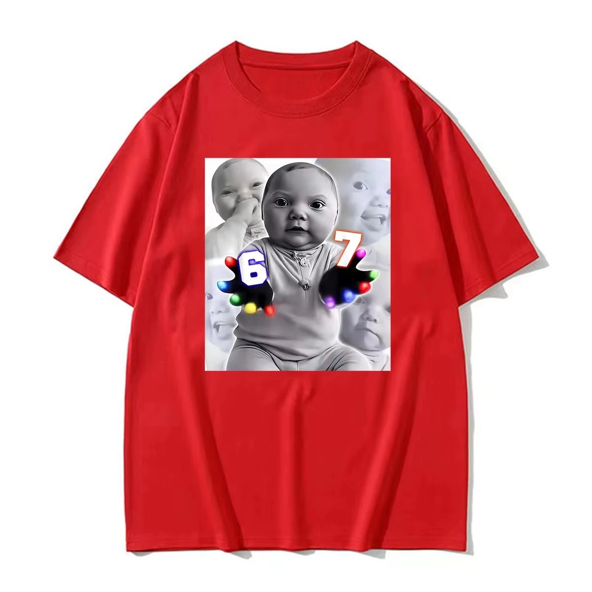 2026 New Six Seven 67 Gloving Baby Hand Meme Funny Al Baby Graphic T Shirts Men Women Vintage Classic T-shirt
