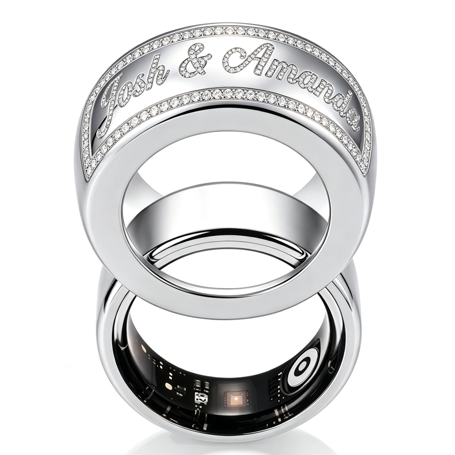 Qitian Custom Name Smart Ring Cover 925 Sterling Silver Moissanite Compatible Oura Ring Gen 5 Or 4 Personalized Ring Protector