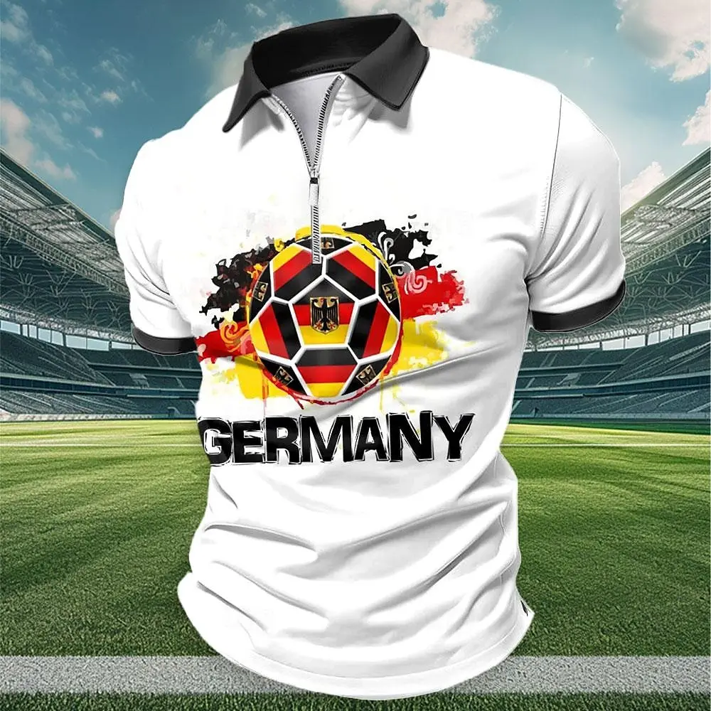 German Flag Print Polo Shirt For Men 3d Print Short Sleeve T-Shirt Street Fashion Man Clothing Loose Oversized Golf Sport Shirts