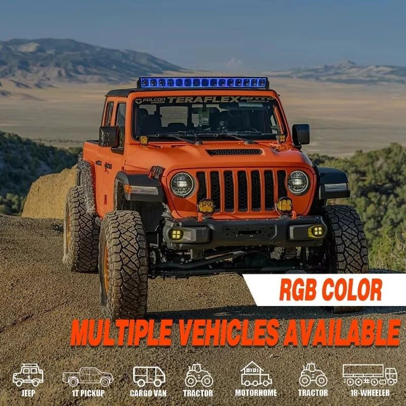 

Off-Road RGB LED Light Bar 8-55 Inch - Super Bright Waterproof Kit with DRL for Camping & Adventure