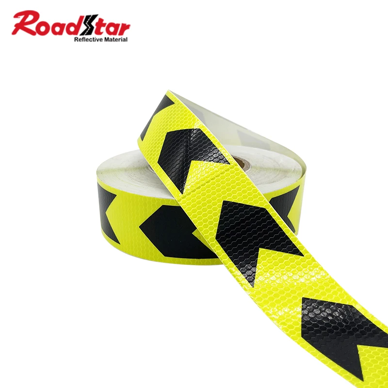 

Roadstar Fluorescent Yellow Black Arrow Shining Reflective Tape Safety Mark Warning Tape for Car Free Shipping