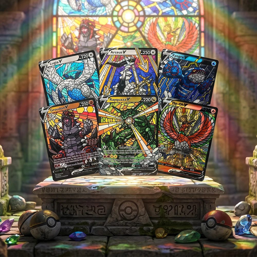 

6Pcs/set Anime DIY Proxy PTCG Collection Card Lugia Arceus Kyogre Groudon Ho-Oh Color Coarse Foil Card Trading Card Hobbyist